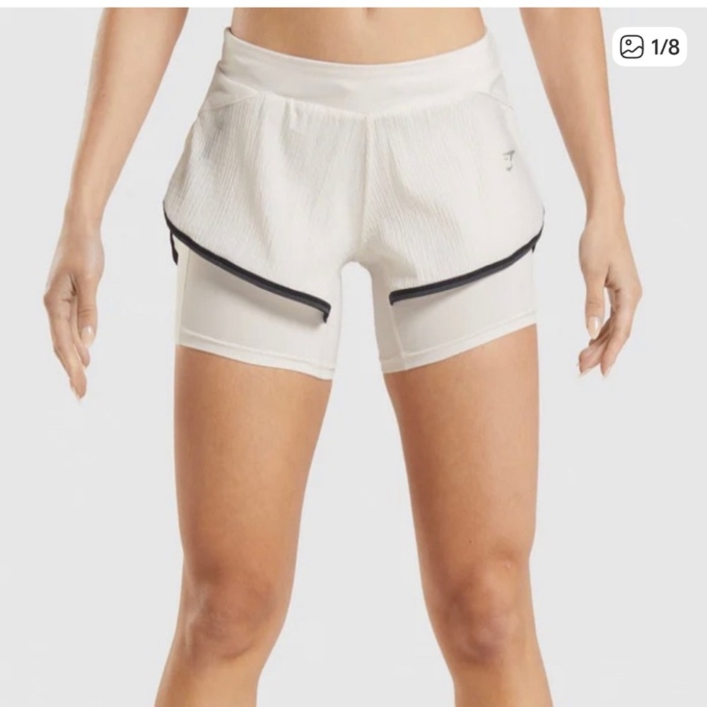 Gymshark Speed 2 In 1 Training Shorts Coconut White Size XL